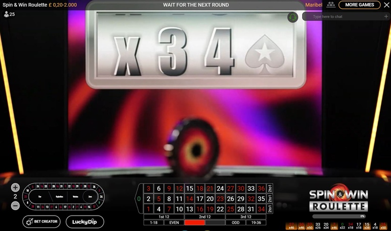 Spin and Win Roulette Multiplier Reel